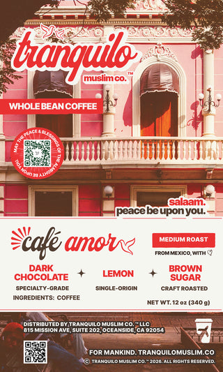 Café Amor single-origin Mexican whole bean coffee, medium roast, 12 oz bag front label