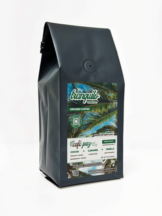 Café Paz specialty-grade dark roast coffee, craft-roasted in Southern California